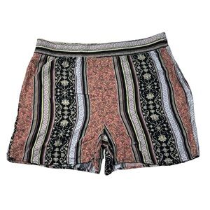 Mlle Gabrielle Pull On Paper Bag Pattern Striped Lightweight Stretch Shorts L